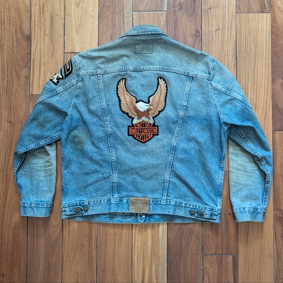 Wrangler Rugged Vintage Harley Denim Jacket (XL) - Picture 1 of 8